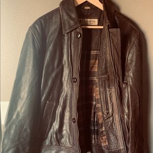 Columbia Leather Jacket/flannel lined - rich brown